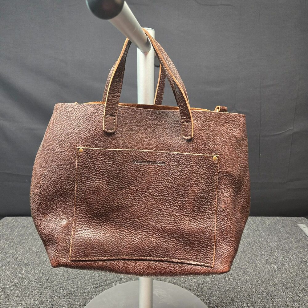 Portland Leather Goods Medium Crossbody Tote Purse Coldbrew Pebbled Brown Tassel